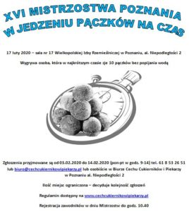 XVI Mistrzostwa Poznania w jedzeniu pączków na czas @ Cech Cukierników i Piekarzy w Poznaniu